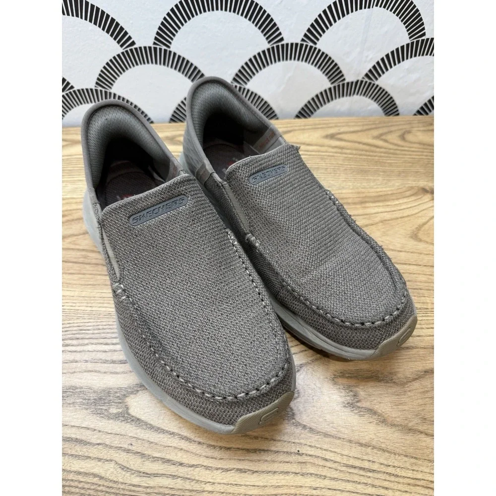 Skechers Sz 9 Parson Ralven Slip-ins Shoes Canvas Loafers Men's Brown TPE 204804